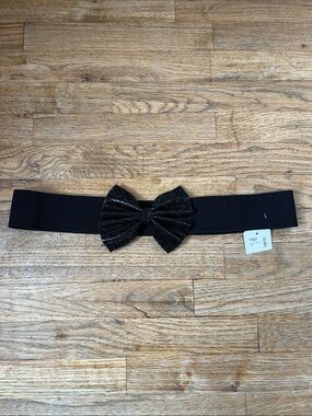 Black Elastic Belt with Sparkle Bow